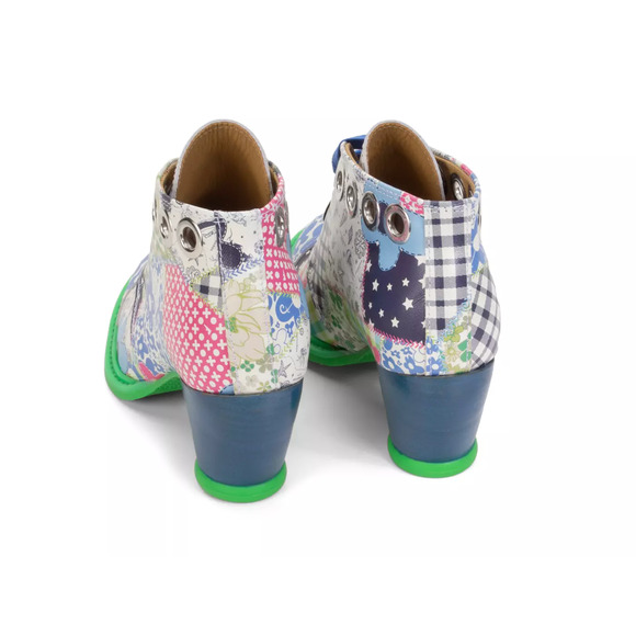 JOHN FLUEVOG East End Pandora Ankle Boot with Eyelets Patchwork - Picture 5 of 7